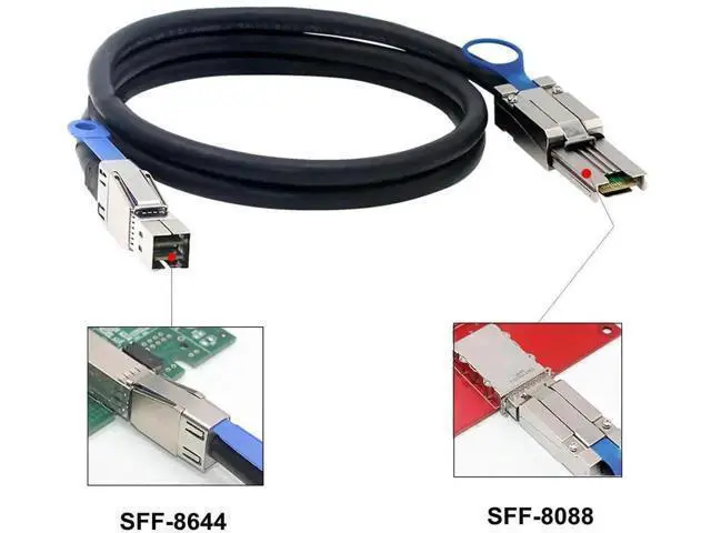Alt view image 3 of 5 - 2m/6.6ft External Mini SAS HD Conversion Cable, SFF-8644 Male to SFF-8088 Male, SAS2.0 6Gbps Cross-Spec Storage Interconnect Cable for Server, RAID HBA & Data Center JBOD Arrays