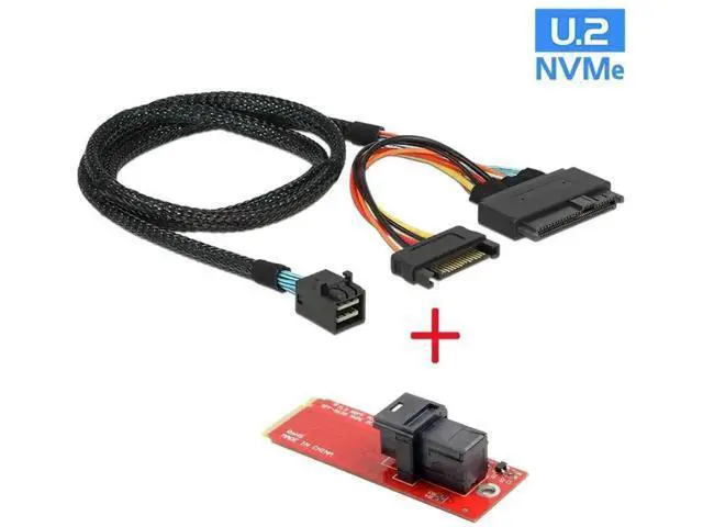 Alt view image 5 of 7 - SFF-8643 to U.2 SFF-8639 NVMe SSD Cable Kit with SFF-8643 to NGFF M.2 Adapter, PCIe 3.0 High Speed Storage Wire for Motherboard, Compatible with Intel SSD 750, P3600, P3700 U.2 Drives