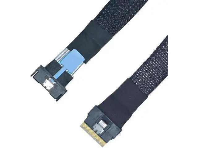 Alt view image 2 of 7 - 50cm 1.6ft PCIe 5.0 MCIO x8 74Pin Male to SFF-8654 8i Slimline SAS Cable, High-Speed Server Backplane Interconnect Cable for Data Center NVMe Storage Arrays