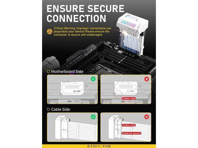 Alt view image 2 of 7 - 1 Pack White 180-Degree Angled ATX 24Pin Power Adapter with Infinity Mirror ARGB Lighting, 5V 3-Pin Addressable RGB Synchronizable 24Pin PSU Corner Connector