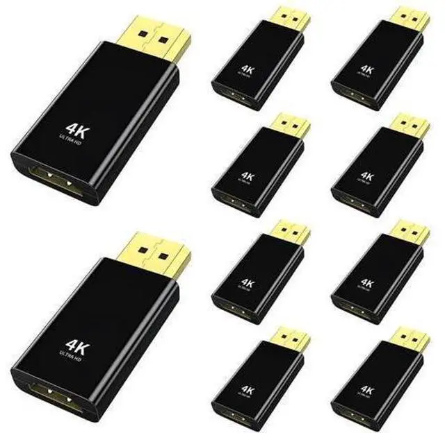Main image of 10 Pack Passive DP to HDMI Adapter, 24K Gold Plated Uni-Directional DisplayPort Male to HDMI Female Converter Compatible HP Dell PC Desktop GPU AMD NVIDIA HDTV Projector