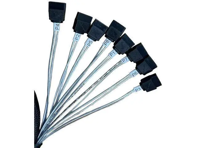 Alt view image 2 of 6 - PCIe X8 SlimSAS SFF-8654 74Pin Host to 8 x 7Pin SATA Target HD Cable, 85CM Server Storage Expansion Wire