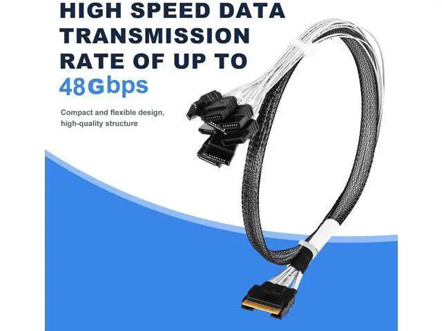 Alt view image 4 of 6 - PCIe X8 SlimSAS SFF-8654 74Pin Host to 8 x 7Pin SATA Target HD Cable, 85CM Server Storage Expansion Wire