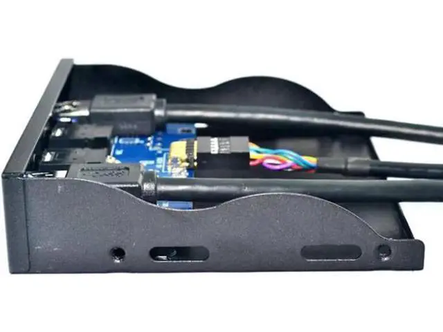 Alt view image 5 of 6 - 3.5 Inch Floppy Bay Front Panel USB 3.0 Hub, 2-Port USB3.0 Splitter with 20Pin Motherboard Header, HD Audio & Mic Jack Combo, 2FT Internal Cables for Desktop PC Case