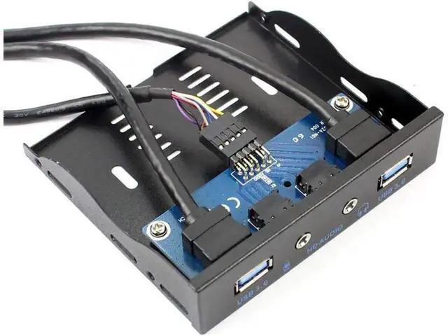Alt view image 6 of 6 - 3.5 Inch Floppy Bay Front Panel USB 3.0 Hub, 2-Port USB3.0 Splitter with 20Pin Motherboard Header, HD Audio & Mic Jack Combo, 2FT Internal Cables for Desktop PC Case