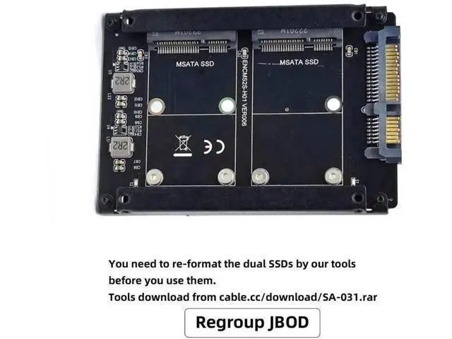 Alt view image 5 of 7 - Dual mSATA to 2.5" SATA RAID Bridge Adapter, Support RAID0/JOBD/Span for 2.5-inch Drive Enclosure