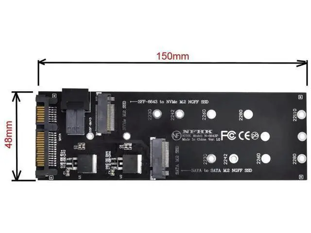 Alt view image 4 of 7 - M.2 NGFF NVMe PCIe SSD to SFF-8643 Expansion Adapter Card, M.2 to HD Mini SAS SFF-8643 Converter for Desktop Motherboard Storage Expansion