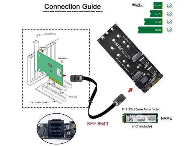 Alt view image 3 of 7 - M.2 NGFF NVMe PCIe SSD to SFF-8643 Expansion Adapter Card, M.2 to HD Mini SAS SFF-8643 Converter for Desktop Motherboard Storage Expansion