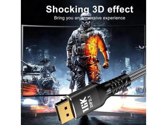 Alt view image 4 of 7 - 16.4FT DP 2.1 DP80 DisplayPort Cable, 80Gbps High Speed Cord Supports 16K@60Hz 10K@60Hz 8K@120Hz 4K@240Hz HDCP DSC1.2a HDR10 Backward DP2.0/1.4 for RTX4090 RX7900 GPU PC Gaming Monitor HDTV