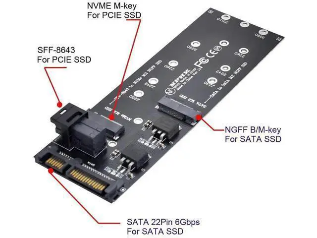 Alt view image 5 of 7 - M.2 NGFF NVMe PCIe SSD to SFF-8643 Expansion Adapter Card, M.2 to HD Mini SAS SFF-8643 Converter for Desktop Motherboard Storage Expansion