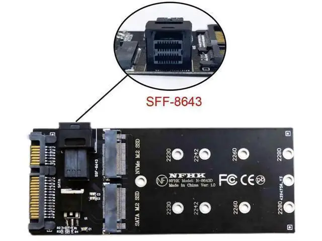 Alt view image 7 of 7 - M.2 NGFF NVMe PCIe SSD to SFF-8643 Expansion Adapter Card, M.2 to HD Mini SAS SFF-8643 Converter for Desktop Motherboard Storage Expansion