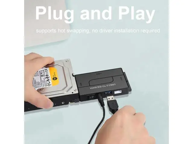Alt view image 5 of 7 - USB 3.0 to SATA IDE Hard Drive Reader Adapter, Universal External Ultra Data Recovery Converter for 2.5" & 3.5" SATA IDE HDD SSD, Includes 12V 2A Power Supply Adapter