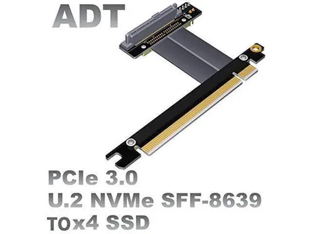 Alt view image 4 of 4 - 10cm Gen3.0 U.2 SFF-8639 to PCI-E x16 NVMe Extension Cable, 32Gbps U2 PCIe 3.0 x16 High-Speed SSD Riser Cable Model R37SL for Workstation & Server Storage Expansion