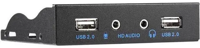Main image of 3.5 Inch Floppy Bay USB 2.0 Front Panel Hub, Desktop Case Internal Expansion Panel with 2 USB2.0 Ports, HD Stereo Audio & Mic Jack, 9Pin Extension Cable (2 Feet), Black for DIY PC Chassis