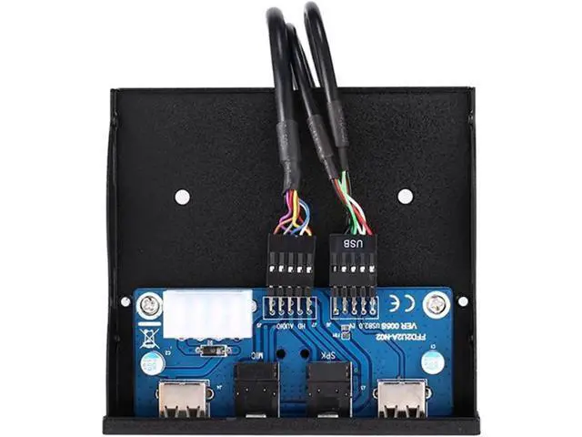 Alt view image 3 of 4 - 3.5 Inch Floppy Bay USB 2.0 Front Panel Hub, Desktop Case Internal Expansion Panel with 2 USB2.0 Ports, HD Stereo Audio & Mic Jack, 9Pin Extension Cable (2 Feet), Black for DIY PC Chassis