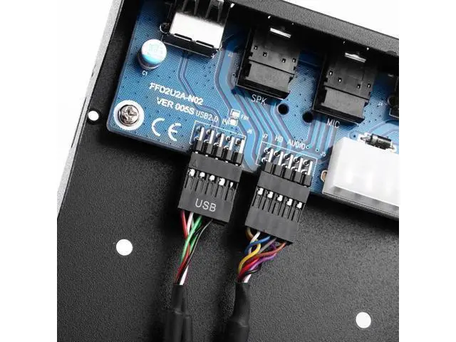 Alt view image 4 of 4 - 3.5 Inch Floppy Bay USB 2.0 Front Panel Hub, Desktop Case Internal Expansion Panel with 2 USB2.0 Ports, HD Stereo Audio & Mic Jack, 9Pin Extension Cable (2 Feet), Black for DIY PC Chassis