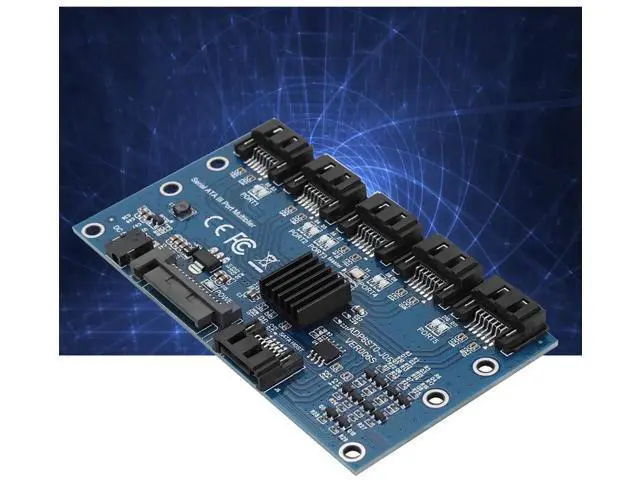 Alt view image 5 of 5 - SATA 3.0 1-to-5 Port Multiplier Expansion Card, 6Gbps SATA HDD/SSD Splitter Adapter Board, JMICRON JMB575 Chip, Model ADP6ST0 J05 / ADP6ST0 J02, Motherboard SATA Port Riser with PM Function Support