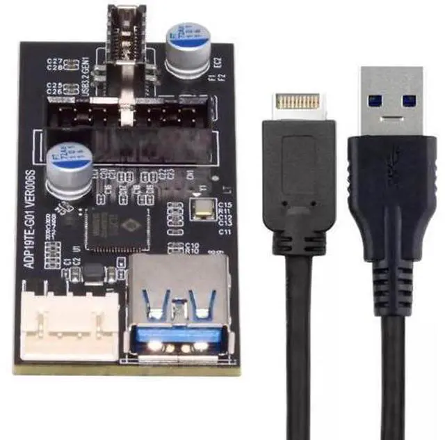 Main image of USB 3.1 Type-E to Dual USB 3.0 19/20Pin Port Multiplier PCBA Adapter with SATA 15Pin Power Cable, Internal Motherboard Front Panel USB Splitter for DIY PC Gaming Chassis