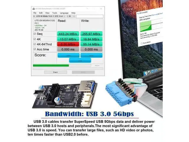 Alt view image 3 of 7 - USB 3.1 Type-E to Dual USB 3.0 19/20Pin Port Multiplier PCBA Adapter with SATA 15Pin Power Cable, Internal Motherboard Front Panel USB Splitter for DIY PC Gaming Chassis