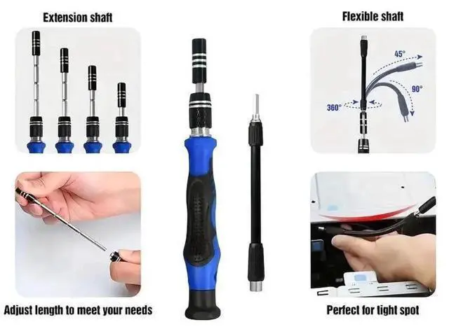 Alt view image 7 of 7 - 142-in-1 Magnetic Precision Screwdriver Repair Kit with 120 Bits for iPhone, MacBook, PC, Laptop, Tablet, PS4, Xbox, Nintendo