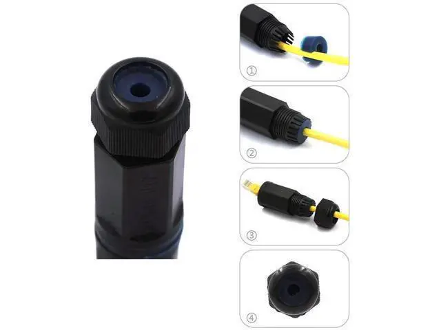 Alt view image 4 of 7 - 2 Pack IP68 Waterproof Shielded RJ45 Female to Female Coupler, 5.3 Inch 8Pin Inline Ethernet Extender Connector Compatible with Cat5/Cat5e/Cat6 for Outdoor LAN Cable Connection
