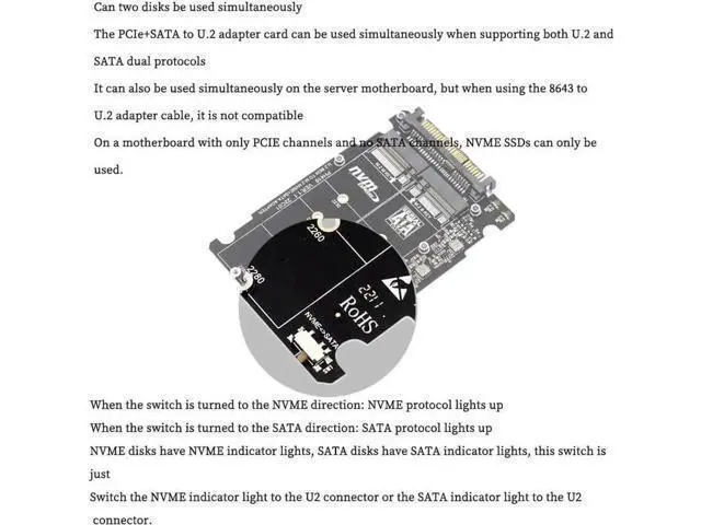 Alt view image 3 of 7 - PH416BOX 2-in-1 M.2 to U.2 SFF-8639 Adapter Card, PCIe 3.0 x4 NVMe & SATA 6Gbps Dual Protocol Converter, Supports B Key / M Key M.2 SSD 2230/2242/2260/2280, 2.5-inch U.2 SSD Storage Extension Box