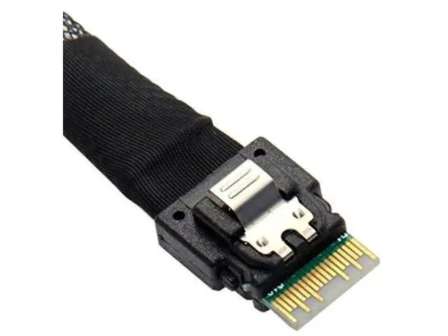 Alt view image 2 of 7 - PCIe 4.0 SlimSAS SFF-8654 to SFF-8639 U.2 NVMe SSD Cable with SATA 15Pin Power, Internal Motherboard Storage Expansion Wire, 0.5M / 1.64FT Length