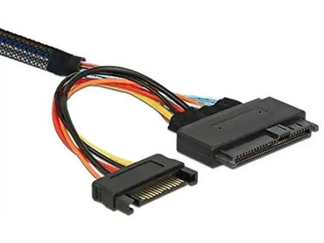 Alt view image 4 of 7 - PCIe 4.0 SlimSAS SFF-8654 to SFF-8639 U.2 NVMe SSD Cable with SATA 15Pin Power, Internal Motherboard Storage Expansion Wire, 0.5M / 1.64FT Length