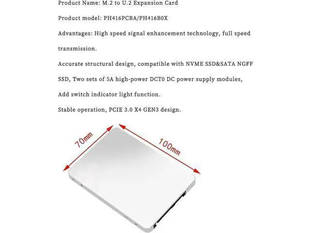 Alt view image 5 of 7 - PH416BOX 2-in-1 M.2 to U.2 SFF-8639 Adapter Card, PCIe 3.0 x4 NVMe & SATA 6Gbps Dual Protocol Converter, Supports B Key / M Key M.2 SSD 2230/2242/2260/2280, 2.5-inch U.2 SSD Storage Extension Box