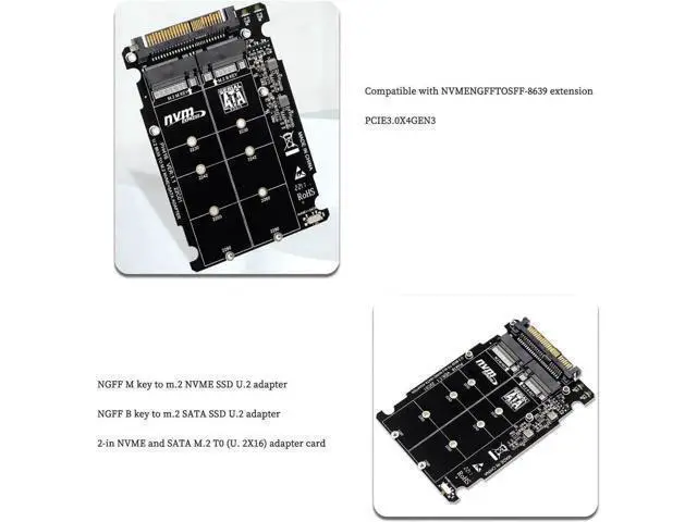 Alt view image 4 of 7 - PH416BOX 2-in-1 M.2 to U.2 SFF-8639 Adapter Card, PCIe 3.0 x4 NVMe & SATA 6Gbps Dual Protocol Converter, Supports B Key / M Key M.2 SSD 2230/2242/2260/2280, 2.5-inch U.2 SSD Storage Extension Box