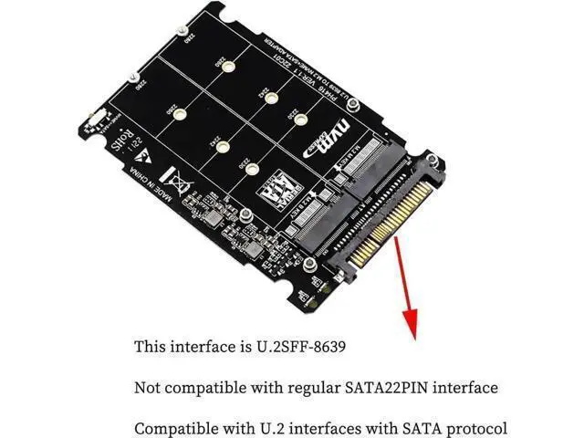 Alt view image 6 of 7 - PH416BOX 2-in-1 M.2 to U.2 SFF-8639 Adapter Card, PCIe 3.0 x4 NVMe & SATA 6Gbps Dual Protocol Converter, Supports B Key / M Key M.2 SSD 2230/2242/2260/2280, 2.5-inch U.2 SSD Storage Extension Box