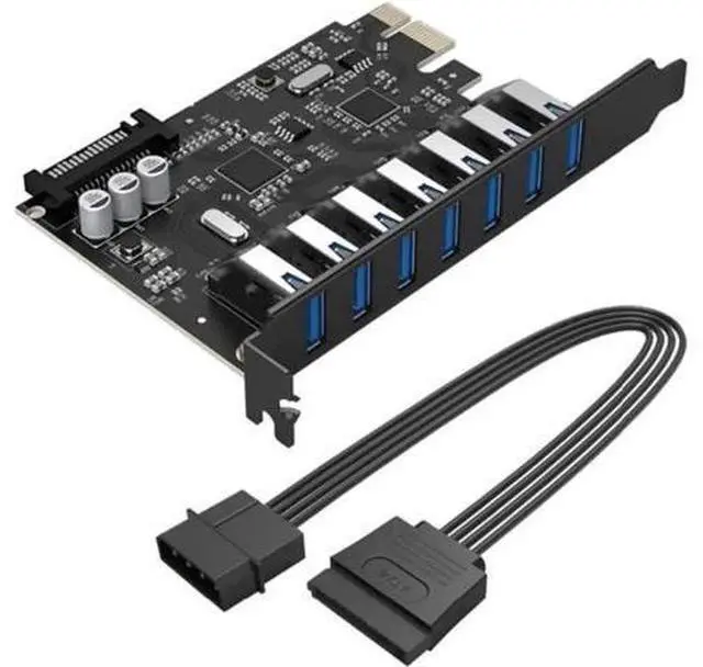 Main image of 7-Port Super Speed USB 3.0 PCIe Expansion Card with 15-Pin SATA Power Connector, PCI Express USB 3.0 Adapter for Desktop PC