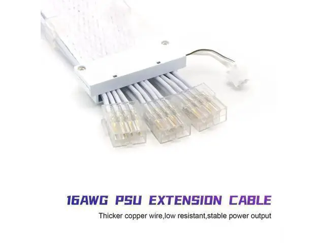 Alt view image 6 of 7 - Full White ARGB GPU Extension Cable Kit, 3×8(6+2)Pin Strimer Style PSU Cord, 5V 3Pin Addressable Sync, Transparent Mesh Connectors for White Theme PC Case