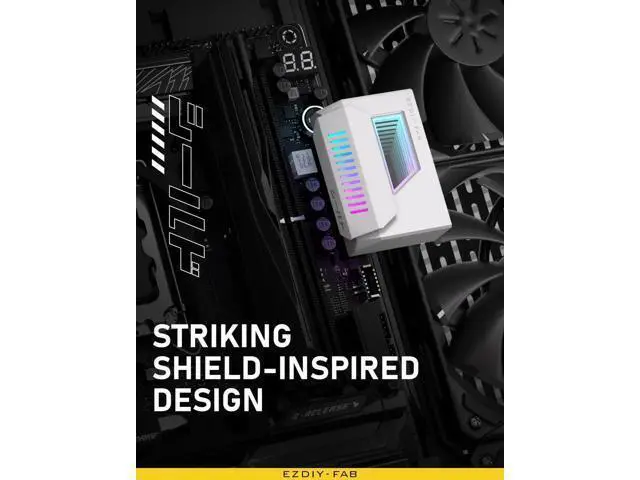Alt view image 7 of 7 - 1 Pack White 180-Degree Angled ATX 24Pin Power Adapter with Infinity Mirror ARGB Lighting, 5V 3-Pin Addressable RGB Synchronizable 24Pin PSU Corner Connector