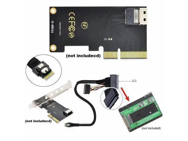Alt view image 7 of 7 - PCIe 4.0 SlimSAS SFF-8654 to SFF-8639 U.2 NVMe SSD Cable with SATA 15Pin Power, Internal Motherboard Storage Expansion Wire, 0.5M / 1.64FT Length