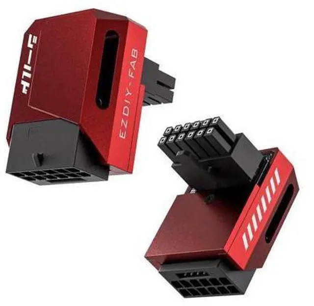 Main image of PCIe 5.1 RVS-Type 90° Right Angle 12V-2x6 Adapter, 600W 12+4Pin 12VHPWR GPU Power Connector, Red, 1 Pack, Compatible with RTX 3090Ti, 4070Ti, 4080, 4090 Graphics Cards