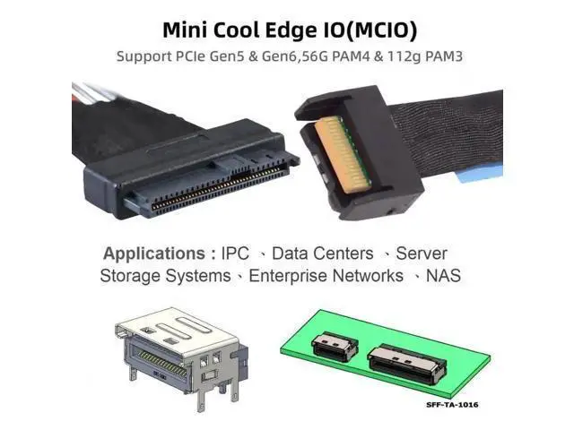 Alt view image 4 of 7 - 50cm MCIO 4X Mini Cool Edge IO to SFF-8639 U.2 NVMe PCIe Cable, PCIe 5.0 x4 High-Speed Storage Interconnect Cord for Server Motherboard Enterprise U.2 SSD Drives