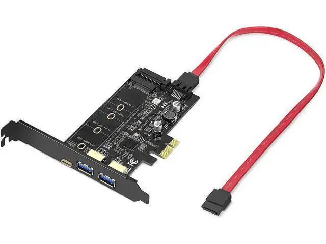 Alt view image 2 of 7 - PCIe to USB 3.0 Expansion Card with 1 USB-C + 2 USB-A Ports, SATA Input to NGFF M.2 Output (SATA M.2 Only, NVME Unsupported), Low Profile Flat Bracket Included