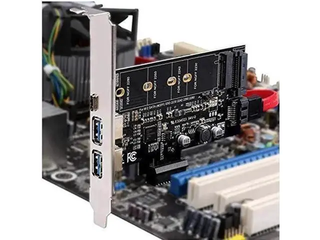 Alt view image 4 of 7 - PCIe to USB 3.0 Expansion Card with 1 USB-C + 2 USB-A Ports, SATA Input to NGFF M.2 Output (SATA M.2 Only, NVME Unsupported), Low Profile Flat Bracket Included