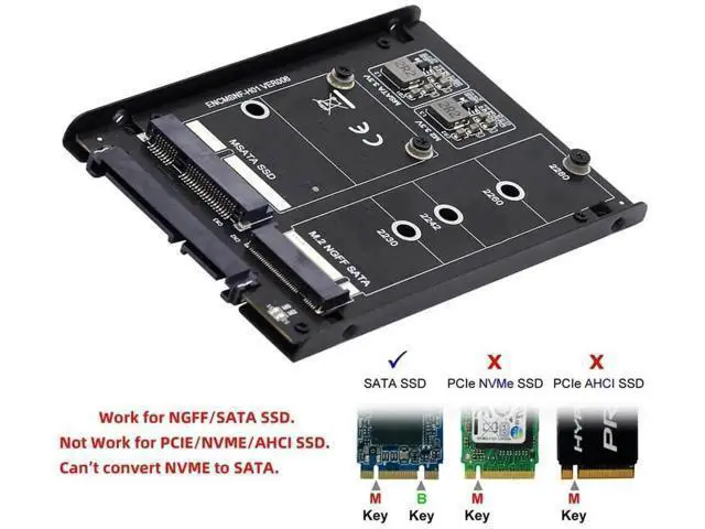Alt view image 5 of 7 - Dual mSATA + NGFF B+M Key SSD RAID Bridge Card, JBOD RAID0 Span Converter to Standard 2.5 Inch SATA Combo Hard Drive Enclosure, SATA III 6Gbps Storage Adapter