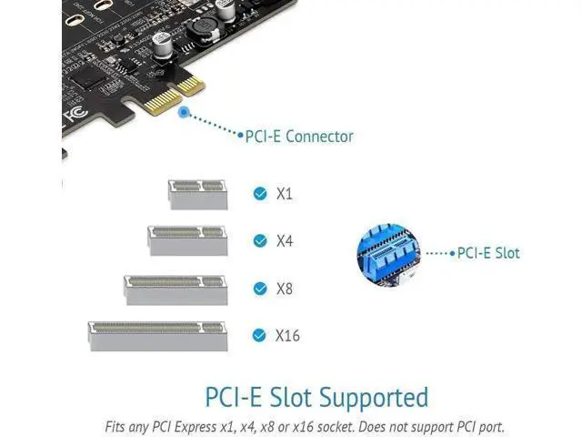 Alt view image 6 of 7 - PCIe to USB 3.0 Expansion Card with 1 USB-C + 2 USB-A Ports, SATA Input to NGFF M.2 Output (SATA M.2 Only, NVME Unsupported), Low Profile Flat Bracket Included