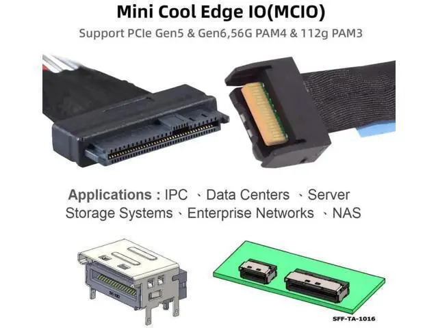 Alt view image 6 of 7 - 0.5M PCIe 5.0 x4 MCIO SFF-TA-1016 38Pin to U.2 SFF-8639 Cable with SATA 15Pin Power, 64Gbps High Speed MCIO Extension Wire for AI Server, HPC Workstation, U.2 NVMe SSD & External Storage Docking