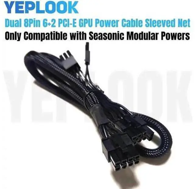 Alt view image 2 of 6 - 1PCS Dual PCIe 8Pin (6+2) Sleeved GPU Power Cable Compatible with Modular PSU X-650 X-750 X-850 X-1050 X-1250, Braided Modular Graphics Card Power Supply Wire