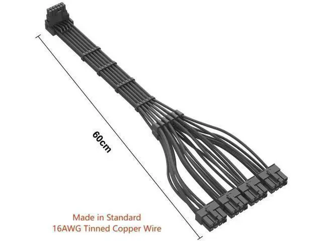 Alt view image 6 of 6 - Type B 90° Right Angle 12VHPWR Adapter, PCIe5.0 16AWG 600W 12+4Pin GPU Power Cord, 4×8Pin Input Exclusive for Corsair Modular PSU, Fits RTX 4090/4080/4070Ti/3090Ti