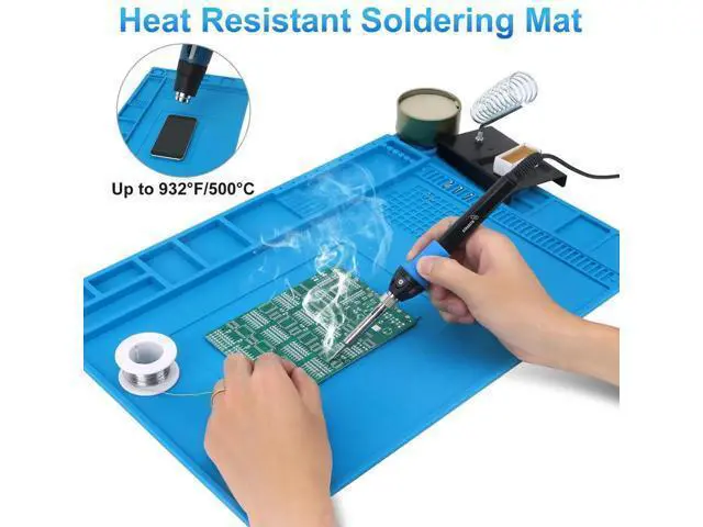 Alt view image 5 of 7 - 17.7"×11.8" Magnetic Silicone Soldering Mat, 932°F Heat Resistant Repair Work Pad