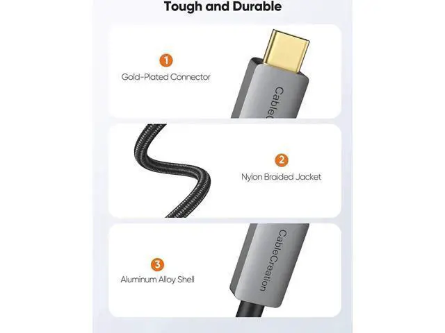 Alt view image 6 of 7 - 6FT USB-C to DisplayPort 1.4 Cable, 32.4Gbps, 8K@60Hz, 4K@144Hz, 2K@240Hz, HDR, Thunderbolt 3/4 Compatible for Rift S, MacBook, XPS 13/15, Surface Pro