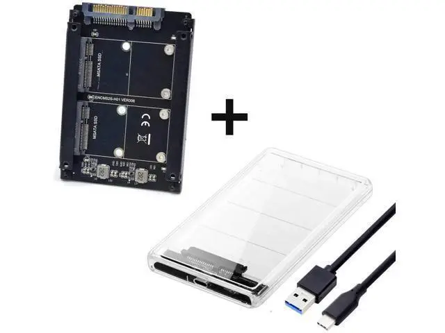 Alt view image 5 of 7 - Dual mSATA SSD Bridge Adapter with JBOD RAID0 Span Mode, Convert Dual Mini-SATA SSD to USB3.0 Type-C 2.5 Inch SATA Combo External Enclosure
