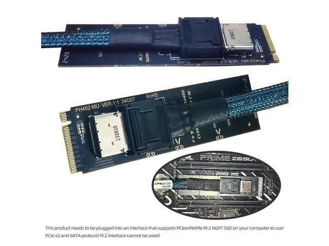 Alt view image 7 of 7 - 2280 M.2 M-Key PCIe 4.0 to OCuLink SFF-8612 SFF-8611 Vertical Host Adapter, Compatible with ASUS MSI Gigabyte ASRock Motherboard, for NVMe U.2 SSD & External eGPU Dock