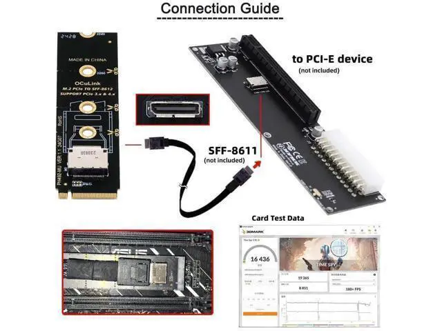 Alt view image 5 of 7 - 2280 M.2 M-Key PCIe 4.0 to OCuLink SFF-8612 SFF-8611 Vertical Host Adapter, Compatible with ASUS MSI Gigabyte ASRock Motherboard, for NVMe U.2 SSD & External eGPU Dock