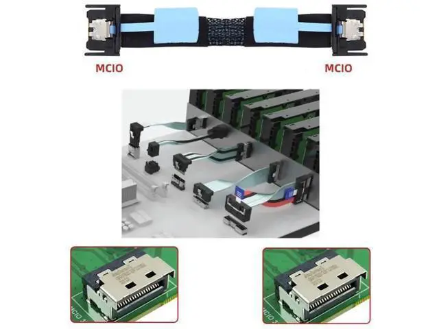 Alt view image 2 of 7 - 0.5M PCIE 5.0 MCIO 4X 38Pin Extender Cable, SFFTA1016 Mini Cool Edge IO 56Gbps HighSpeed Cable for Server NVMe SSD/RAID/HBA